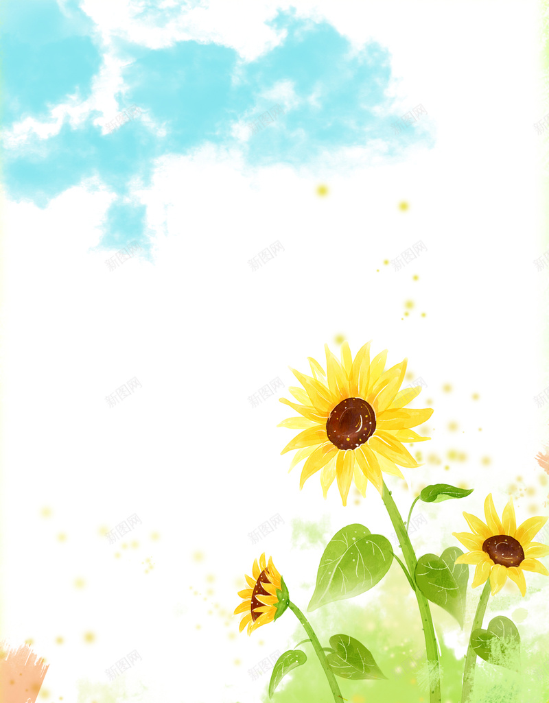 向日葵海报背景psd设计背景_88icon https://88icon.com 卡通 向日葵海报背景 手绘 童趣