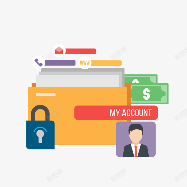 商务加密文件png免抠素材_88icon https://88icon.com 加密文件 卡通文件 卡通男子 商务装饰 背景装饰