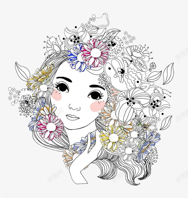 美女女孩素描简笔画png免抠素材_88icon https://88icon.com 图案 女孩 简笔画 简笔画美女 素描风格 美女 装饰 设计