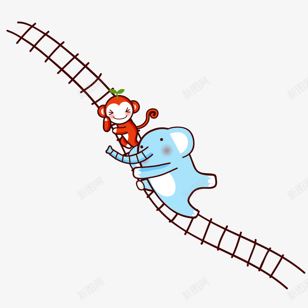 手绘卡通绳梯梯子矢量图ai免抠素材_88icon https://88icon.com 卡通梯子 卡通绳梯 手绘绳梯 梯子 绳梯 绳梯上的动物 矢量图