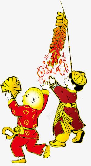 卡通传统人物放鞭炮png免抠素材_88icon https://88icon.com 中国风 卡通传统人物放鞭炮 小孩童 春节元素