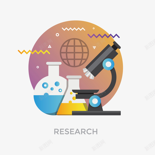 化学药品扁平插图矢量图ai免抠素材_88icon https://88icon.com 互联网 化学 化学器械 扁平化 放大镜 渐变 矢量图 科学 科技概念