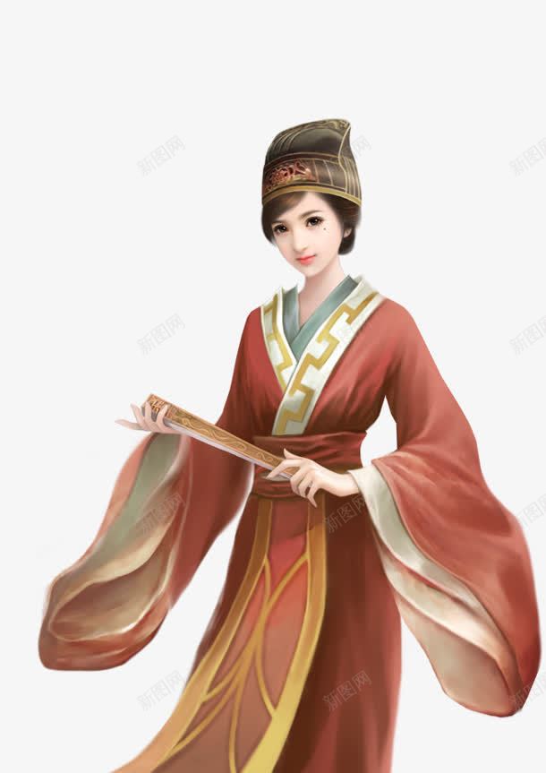 棕色女扮男装手绘png免抠素材_88icon https://88icon.com 女扮男装 棕色