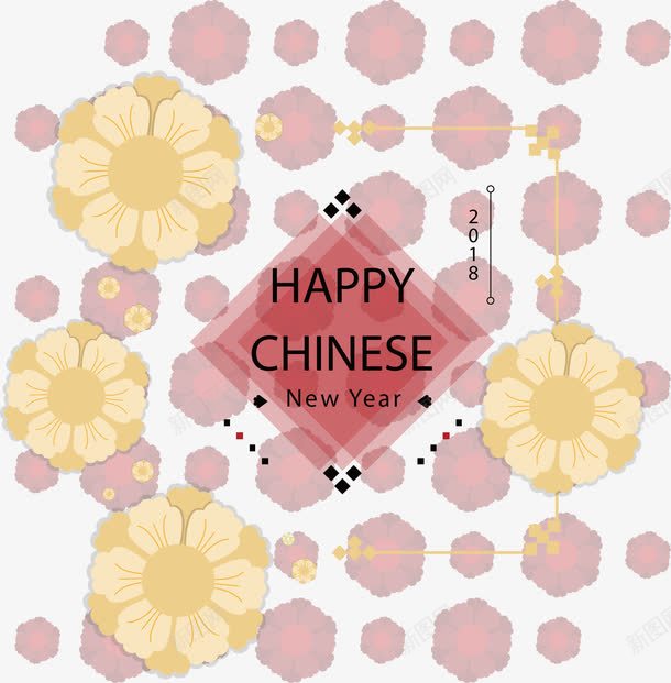 中国风春节花纹海报png免抠素材_88icon https://88icon.com 中国新年 中国风 古风边框 春节 矢量png 红色花纹