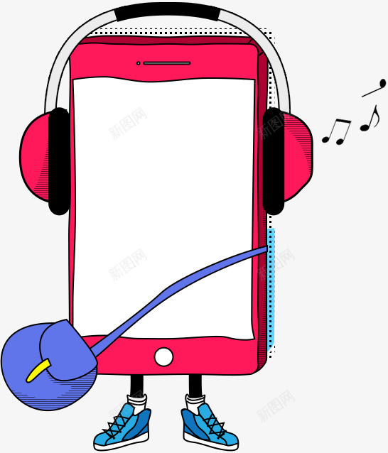 带着耳机的手机png免抠素材_88icon https://88icon.com PNG 手机 耳机 音乐