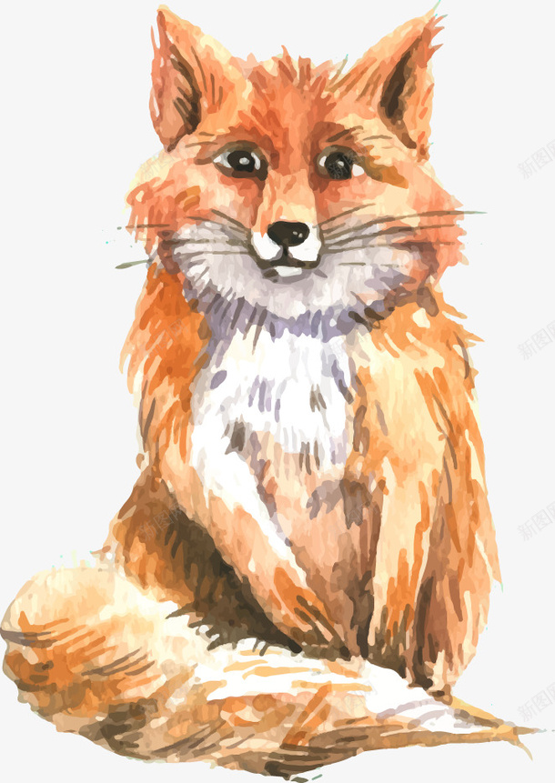 水彩写实狐狸矢量图ai免抠素材_88icon https://88icon.com 写实 水彩 狐狸 矢量图
