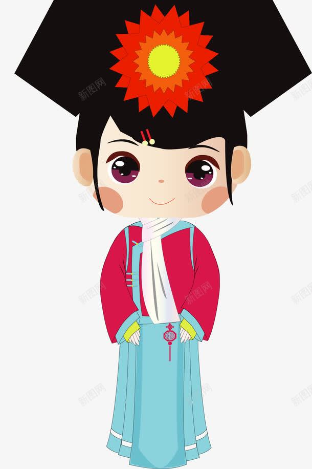 手绘古装女孩png免抠素材_88icon https://88icon.com 古装女孩 手绘 格格 格格帽子 清朝格格