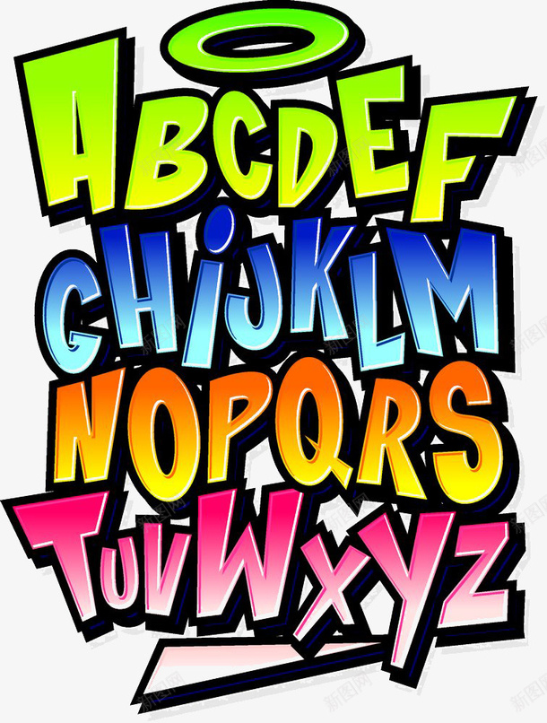 卡通英文字母矢量图eps免抠素材_88icon https://88icon.com 卡通 字母 彩色 英文 矢量图