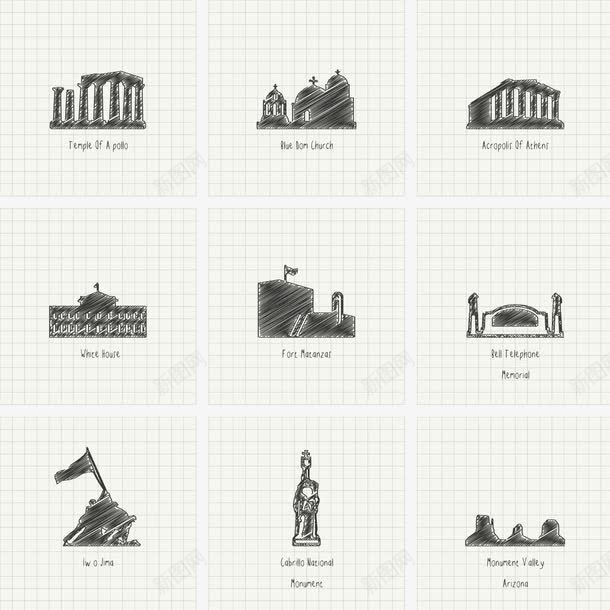 世界名胜建筑草图png免抠素材_88icon https://88icon.com 世界名胜 建筑 矢量景点 草图 角斗场