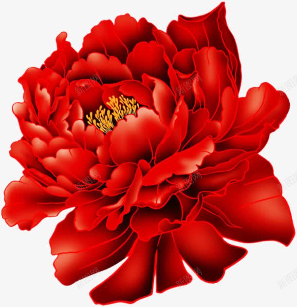 手绘红色复古喜庆花朵png免抠素材_88icon https://88icon.com 喜庆 复古 红色 花朵