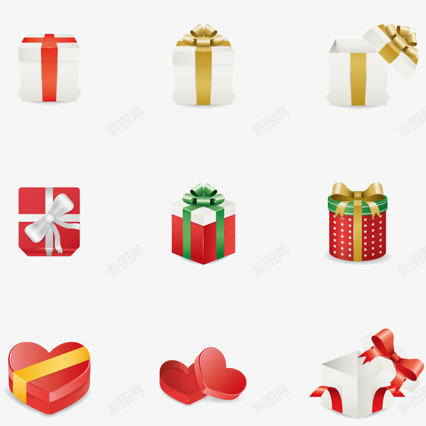 各式各样的礼物盒矢量图ai免抠素材_88icon https://88icon.com 情人节 爱心 礼物 蝴蝶结 矢量图