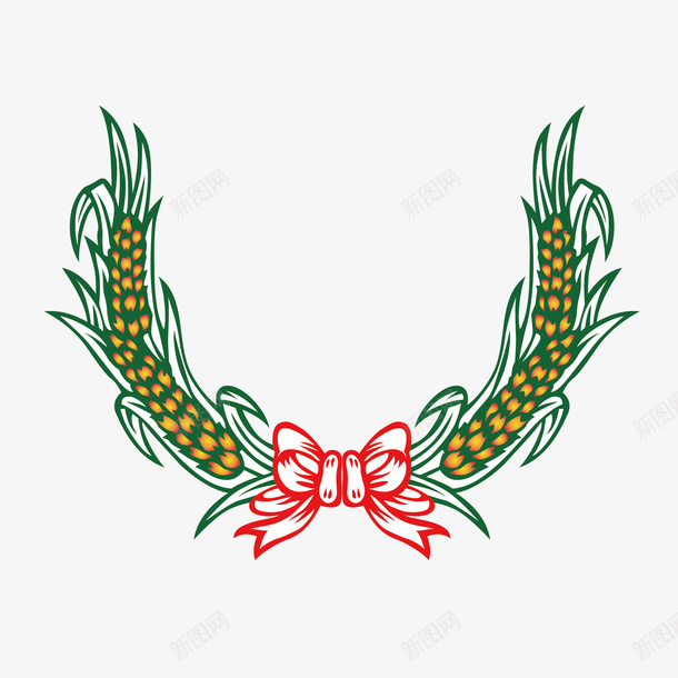 手绘稻穗和蝴蝶结矢量图eps免抠素材_88icon https://88icon.com png素材 稻穗 蝴蝶结 矢量图