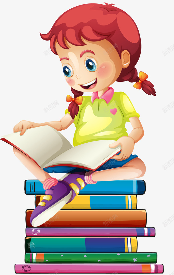 看书的女孩png免抠素材_88icon https://88icon.com 卡通画 女孩 矢量装饰 装饰 阅读