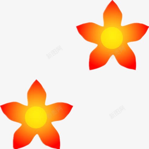 金色五瓣花png免抠素材_88icon https://88icon.com 两朵花 五角花 彩绘图 金红色