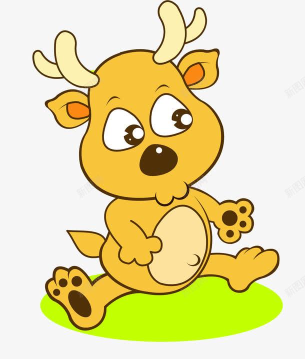 黄色可爱手绘小鹿动物png免抠素材_88icon https://88icon.com 动物 可爱 黄色