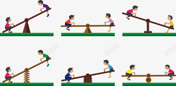 六种玩翘翘板情形矢量图eps免抠素材_88icon https://88icon.com 上上下下 儿童 儿童乐园 对比 小朋友 情形 玩翘翘板 矢量图 翘翘板 高高低低