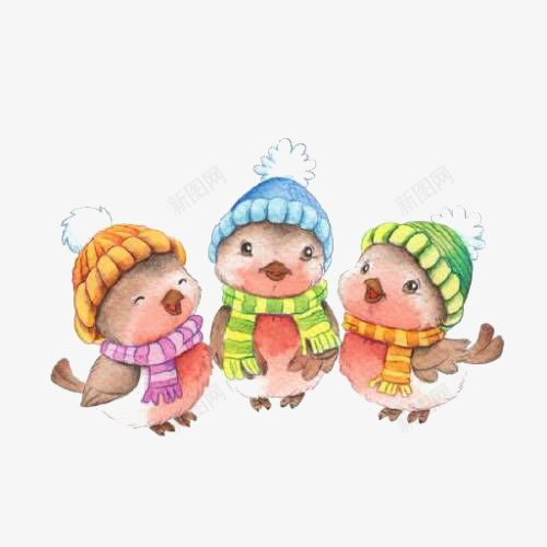 小鸟png免抠素材_88icon https://88icon.com 可爱小鸟 围巾 手绘小鸟 水彩小鸟