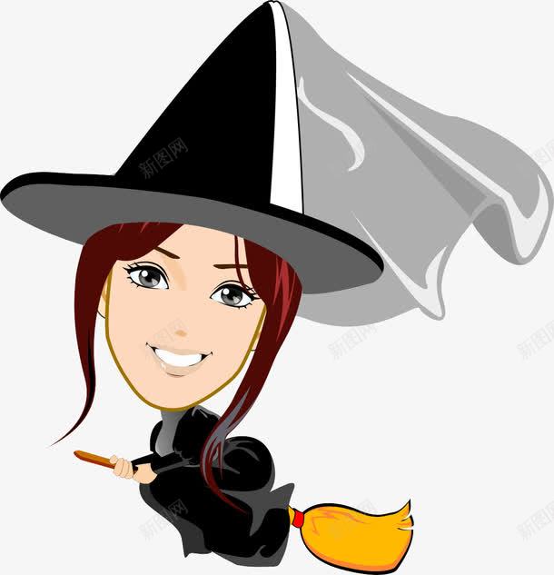 卡通png免抠素材_88icon https://88icon.com 卡通 小魔女 扫帚 美女
