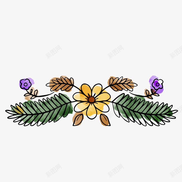水彩绘花朵植物png免抠素材_88icon https://88icon.com 卡通植物 植物花卉 水彩绘植物 绿色叶子