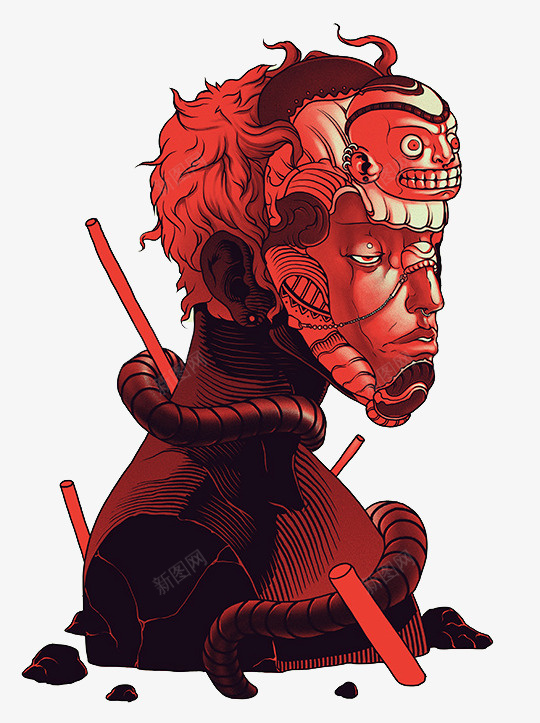 红以戴面具的人png免抠素材_88icon https://88icon.com 人物素材 创意插图 红以戴面具素材