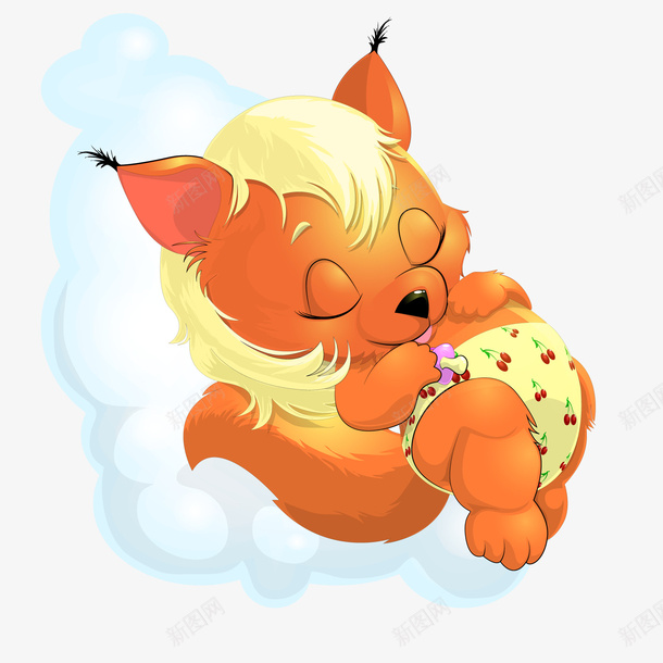 睡觉的小狐狸矢量图ai免抠素材_88icon https://88icon.com 动物设计 卡通 可爱 国际睡眠日 狐狸 睡觉 矢量图