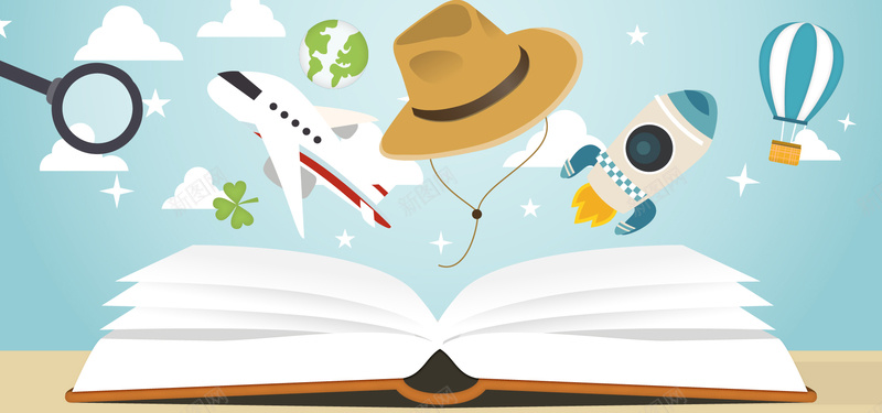 淘宝矢量卡通创意书本世界放大镜帽子海报ai设计背景_88icon https://88icon.com 世界 书本 创意 卡通 帽子 放大镜 海报 火箭 矢量 矢量图