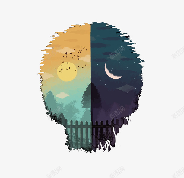 白天黑夜矢量图eps免抠素材_88icon https://88icon.com 万圣节 卡通 手绘 白天 矢量骷髅 骷髅 骷髅PNG矢量图 骷髅免扣PNG图 黑夜 矢量图