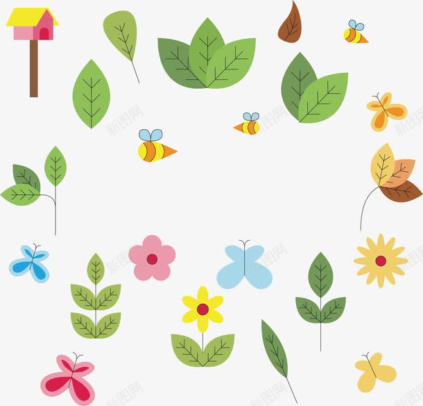 绿叶花瓣png免抠素材_88icon https://88icon.com 健康 童话世界 绿叶 绿色 背景设计 花朵 花瓣 鸟窝