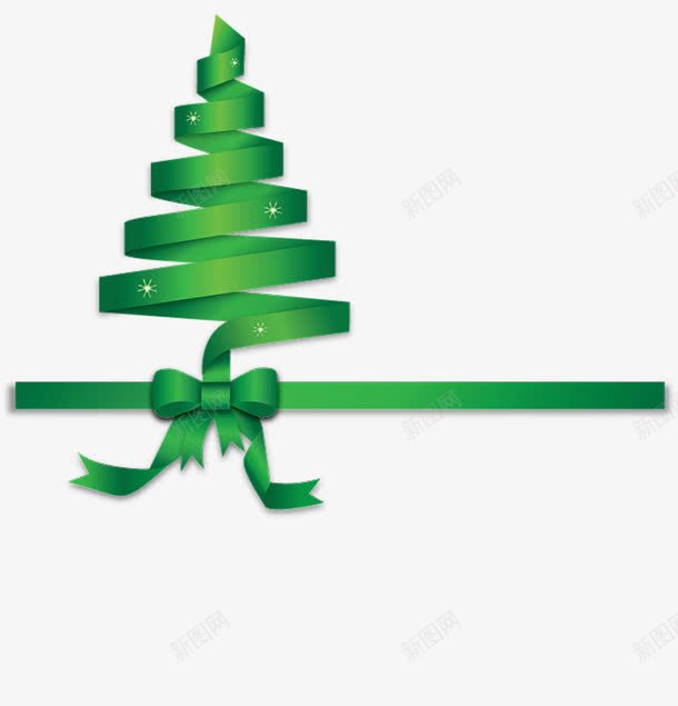 绿色圣诞树飘带png免抠素材_88icon https://88icon.com 圣诞树 矢量装饰图 绿色 蝴蝶结 飘带