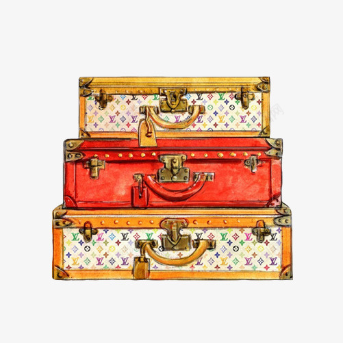 老式箱子手绘画片psd免抠素材_88icon https://88icon.com 工具 彩色 水彩画 箱子