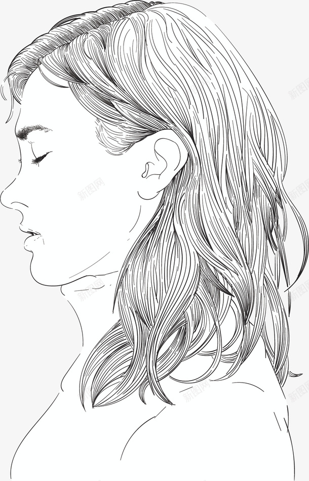 手绘素描长发女人矢量图ai免抠素材_88icon https://88icon.com 女人画像 手绘女人 手绘风 矢量png 素描女人 长发女人 矢量图