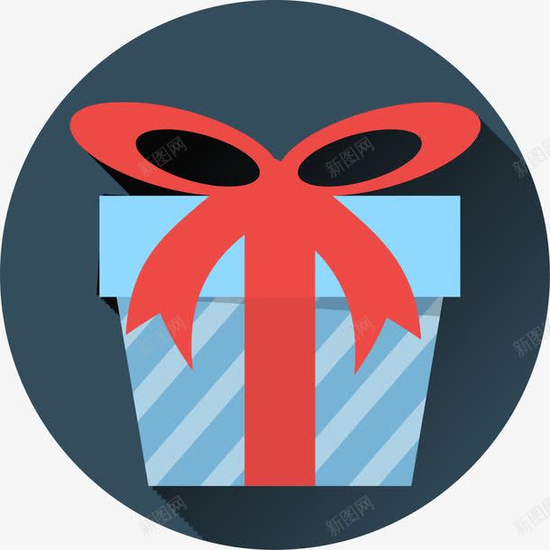 卡通蓝色礼物盒png免抠素材_88icon https://88icon.com 丝带 免抠PNG 卡通 圆圈 条纹 礼物盒 蓝色 蝴蝶结