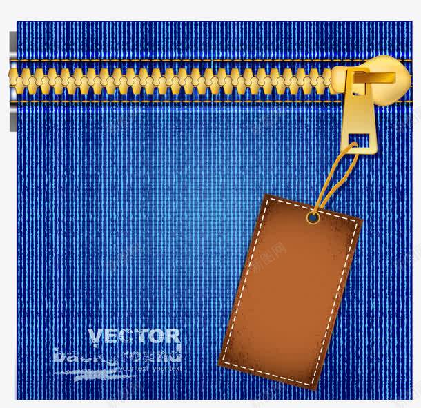 牛仔背景png免抠素材_88icon https://88icon.com 拉链 挂签 蓝色牛仔 金属 金色