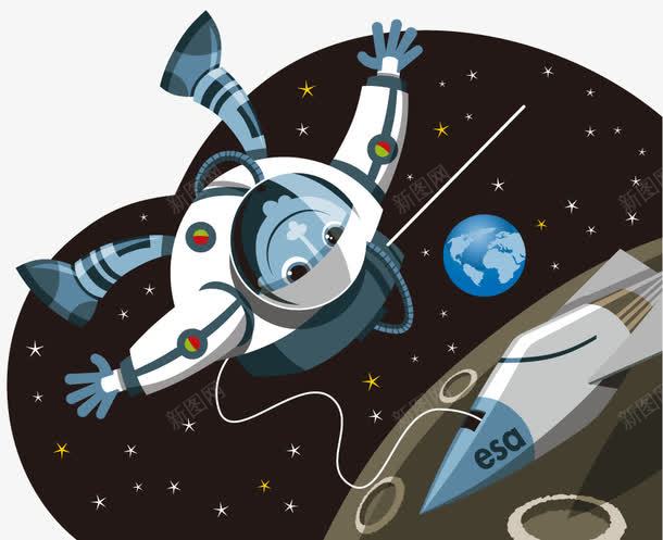 幽默插画矢量图eps免抠素材_88icon https://88icon.com 书籍插图 外太空 宇航员 平面设计 幽默插画 探索 星空 矢量图