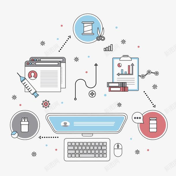 手机电脑png免抠素材_88icon https://88icon.com 卡通图案 手机电脑 水彩画 电脑 科技 装饰图案