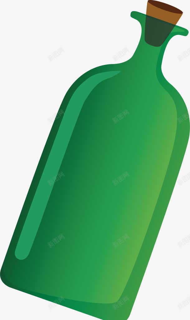 绿色漂流瓶png免抠素材_88icon https://88icon.com 手绘 漂流瓶 瓶子 绿色