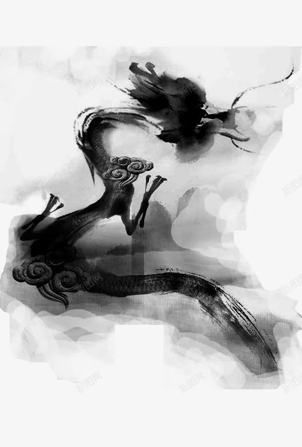 水墨画墨龙png免抠素材_88icon https://88icon.com 中国风 墨龙 晕染 水墨 龙