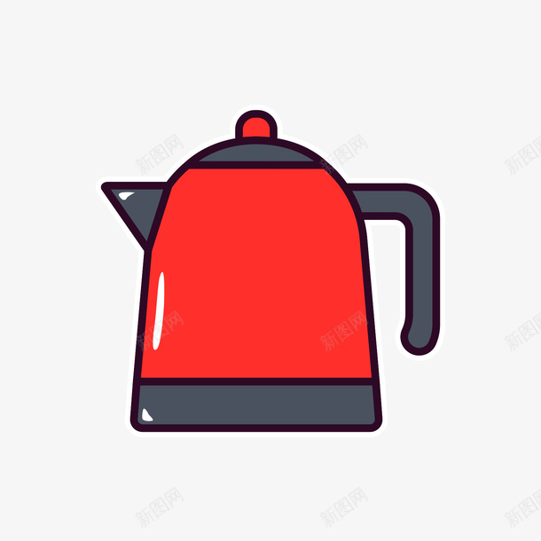 红灰色的电水壶矢量图ai免抠素材_88icon https://88icon.com 日用 水壶 灰色 灰色水壶 红色 红色水壶 矢量图