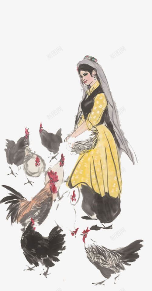 美女喂鸡png免抠素材_88icon https://88icon.com 古风 喂鸡 手绘 手绘喂鸡 美女