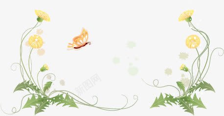 蒲公英矢量图ai免抠素材_88icon https://88icon.com 花丛 蒲公英 蝴蝶 矢量图