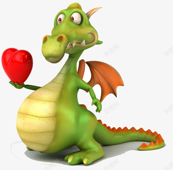 拿着红色爱心的翼龙png免抠素材_88icon https://88icon.com 拿着 爱心 红色 翼龙