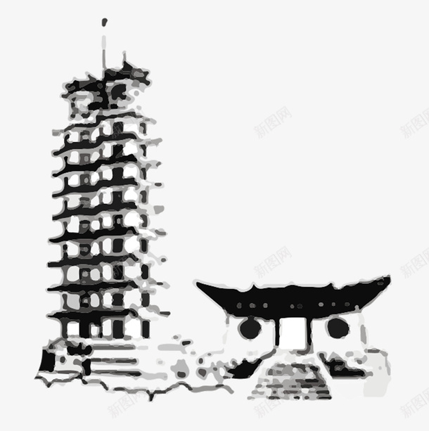 水墨佛塔png免抠素材_88icon https://88icon.com 中国 佛 塔 水墨
