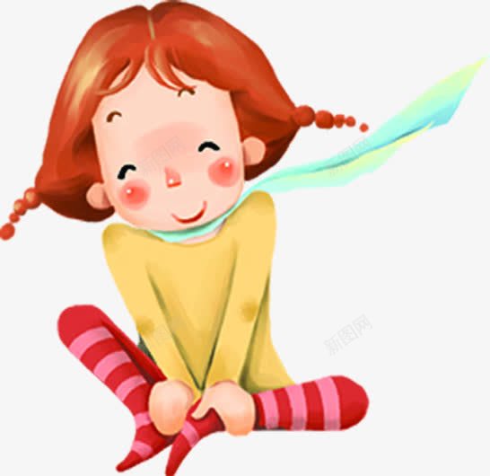 手绘惬意玩耍女孩png免抠素材_88icon https://88icon.com 女孩 惬意 玩耍