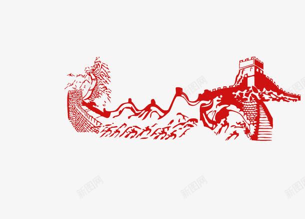 红色长城剪影png免抠素材_88icon https://88icon.com 剪影 红色 长城