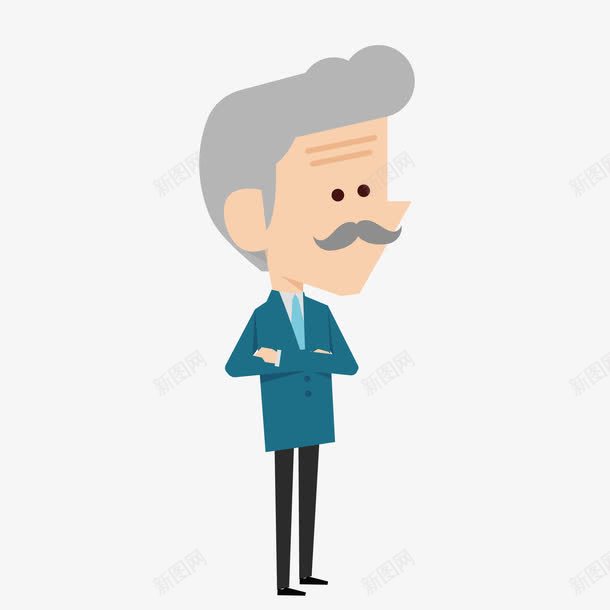 卡通扁平化老爷爷png免抠素材_88icon https://88icon.com 人物设计 卡通 扁平化 老爷爷 胡子
