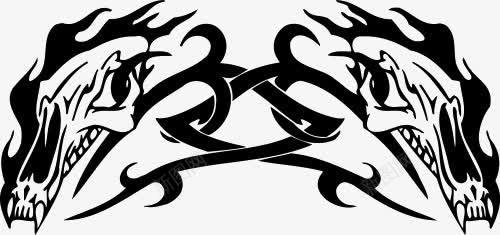 黑白骷髅纹身png免抠素材_88icon https://88icon.com 刺青花纹 头骨 纹身图案