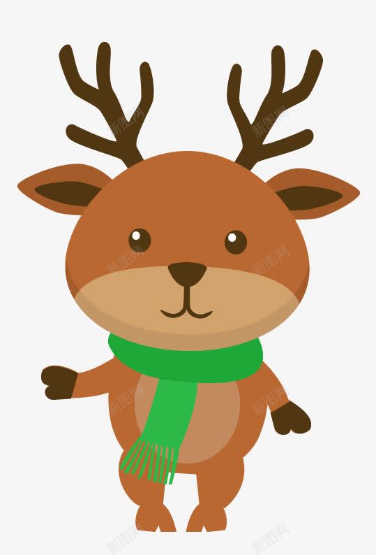 带着绿围巾的小花鹿png免抠素材_88icon https://88icon.com 卡通动物 卡通鹿 可爱动物 咖色 小鹿