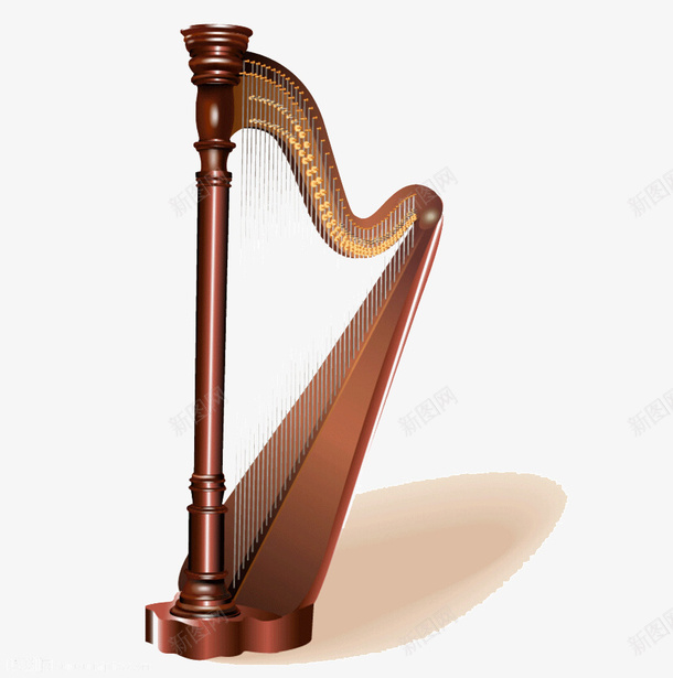 乐器竖琴png免抠素材_88icon https://88icon.com 乐器 棕色 竖琴 西方