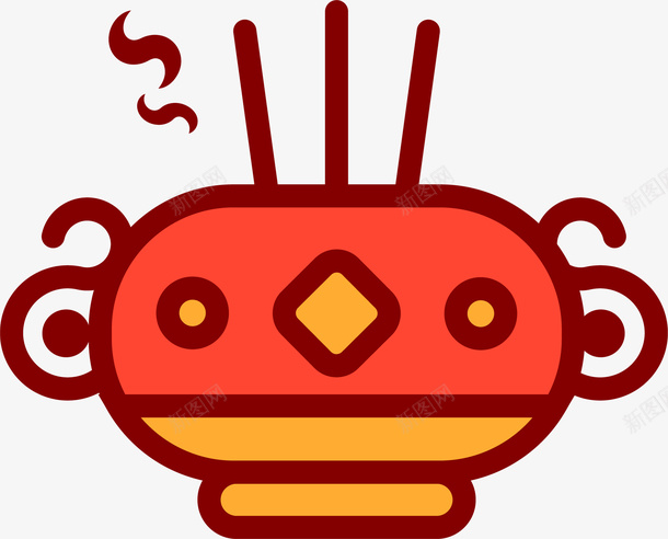 手绘红色香炉元素矢量图eps免抠素材_88icon https://88icon.com 元素 手绘香炉 矢量图 矢量香炉 红色香炉 香炉