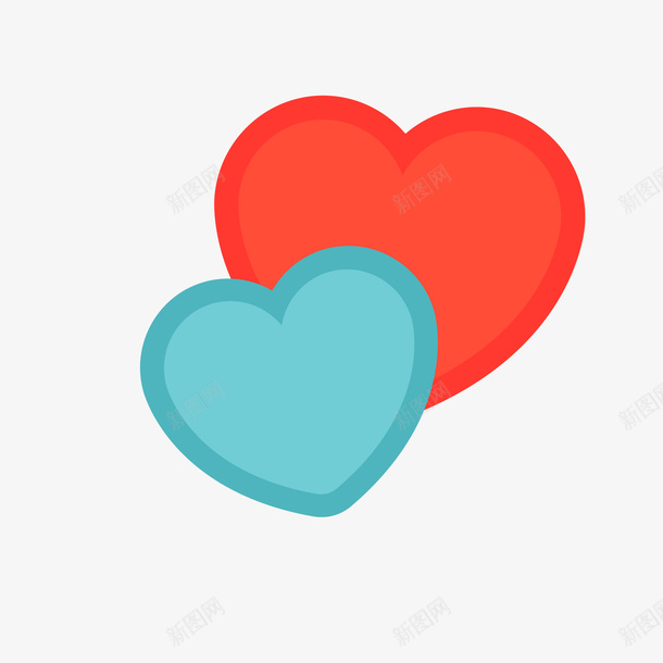 红蓝色心形爱心形状矢量图ai免抠素材_88icon https://88icon.com 心形 心形形状 爱心形状 红色 红色心形 蓝色 矢量图